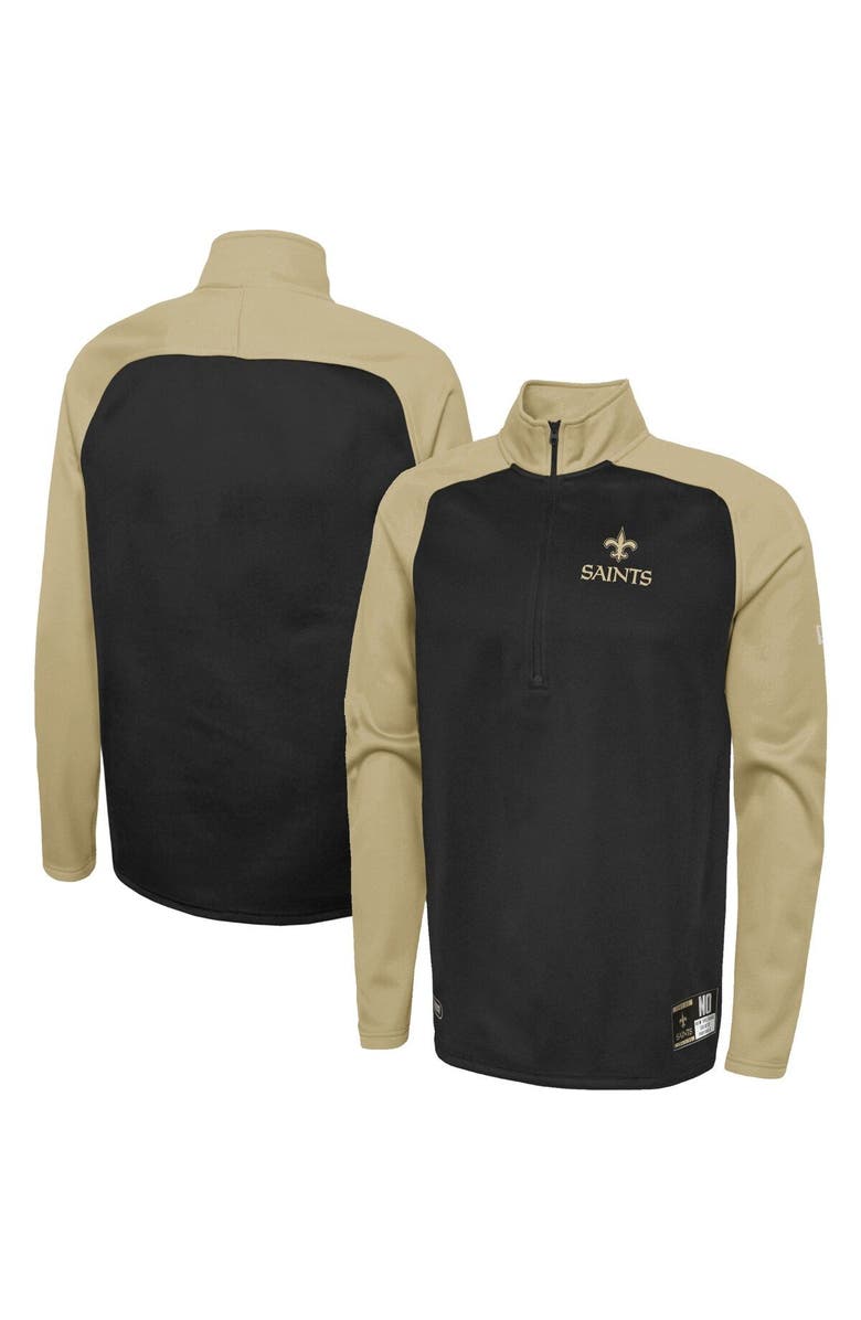 New Era Men's New Era Black New Orleans Saints Combine Authentic O-Line Raglan Half-Zip Jacket, Alternate, color,