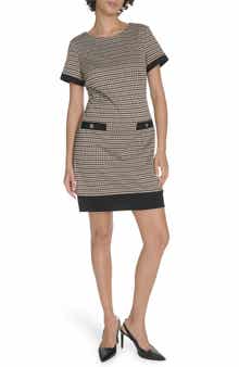 Tommy Hilfiger Houndstooth Short Sleeve Shift Dress