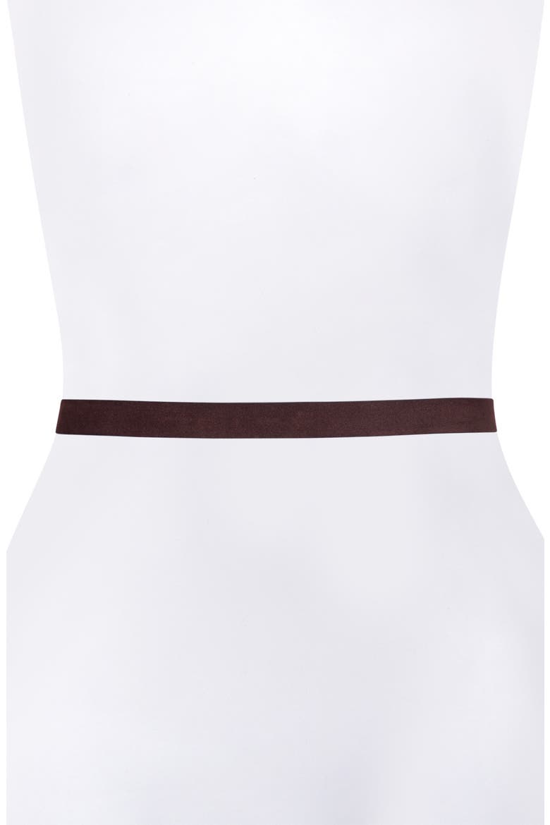 Topstitched Leather Belt, Alternate, color, BROWN