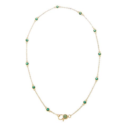 Colored Station Lobster Clasp Link Chain Necklace 18"