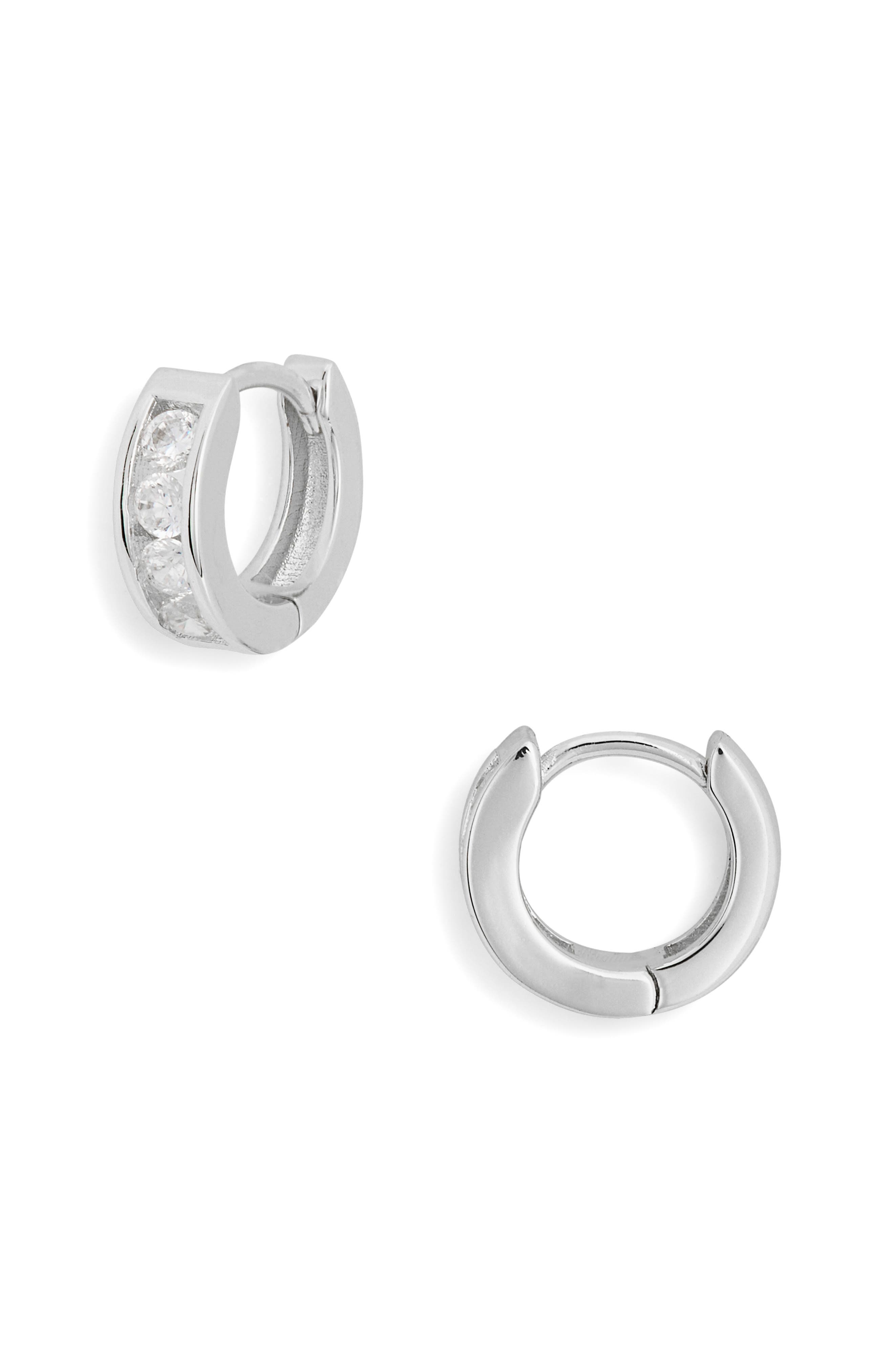NORDSTROM RACK Channel Set Cubic Zirconia Huggie Hoop Earrings