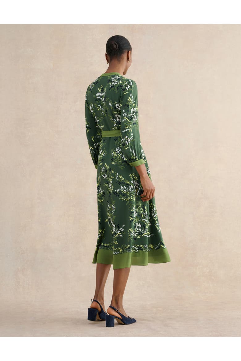 Apolline Printed V-Neck Midi Shirt Dress, Alternate, color, Green Multi