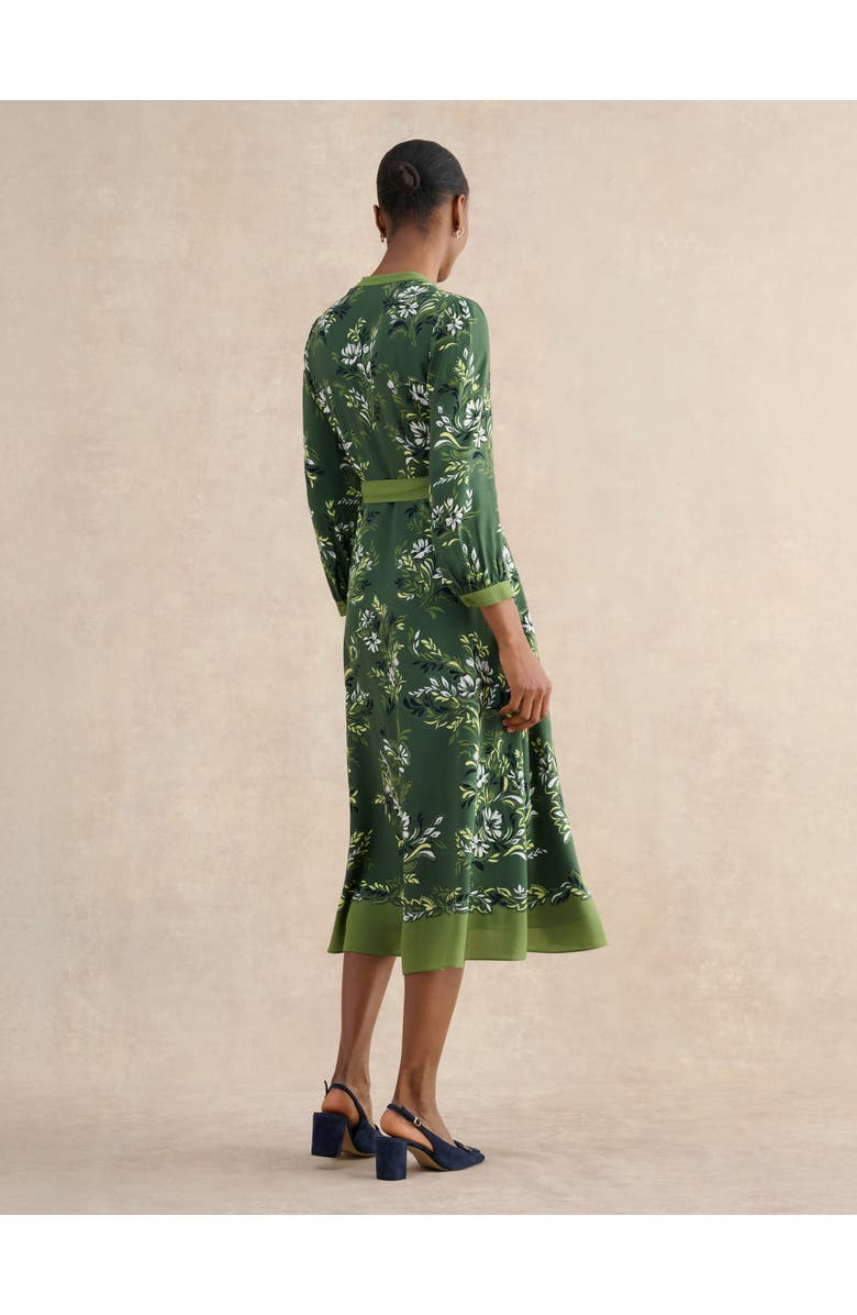 HOBBS LONDON Apolline Printed V-Neck Midi Shirt Dress, Alternate, color, Green Multi