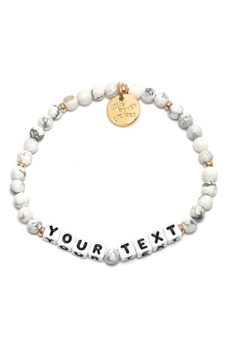 Little Words Project White Howlite Custom Beaded Stretch Bracelet, Main, color, White
