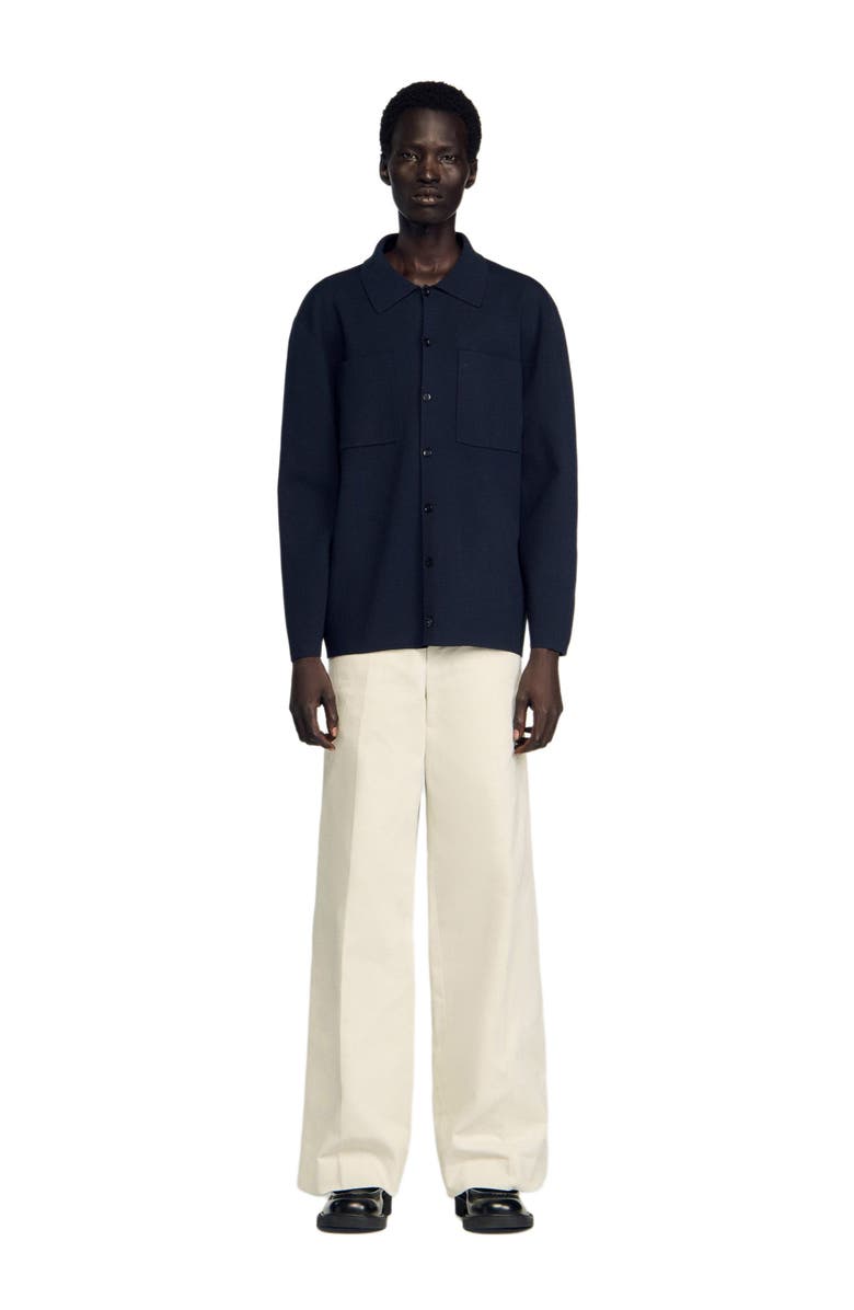 SANDRO Knitted shirt jacket, Alternate, color, Navy Blue