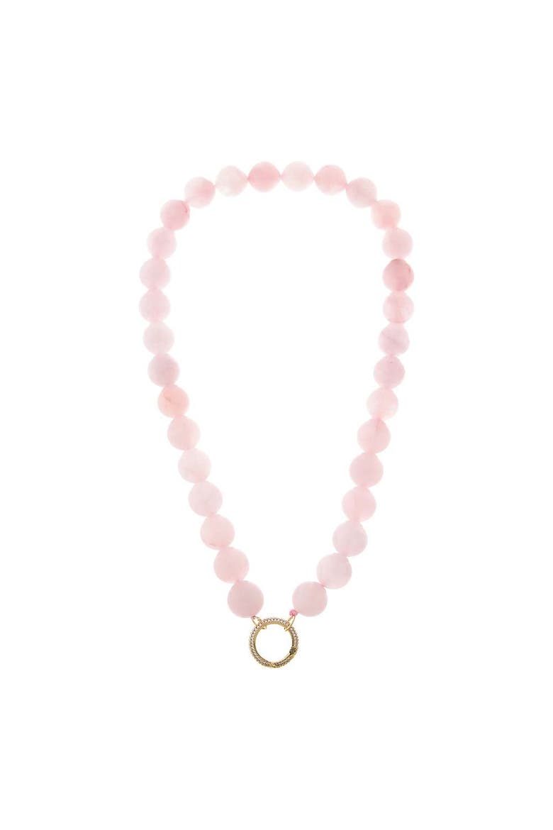 Rose Quartz Large Bead Clicker Necklace, Main, color, Rose Quartz