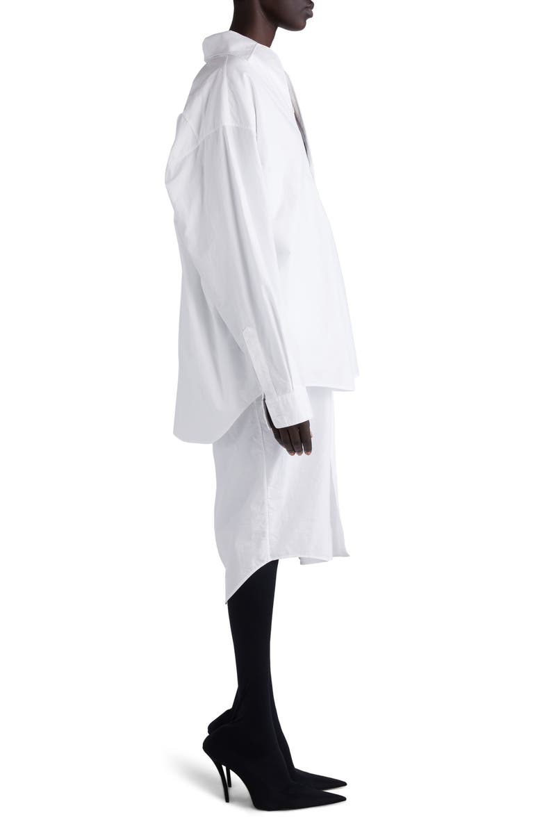 Balenciaga Layered Long Sleeve Cotton Poplin Shirtdress, Alternate, color, 