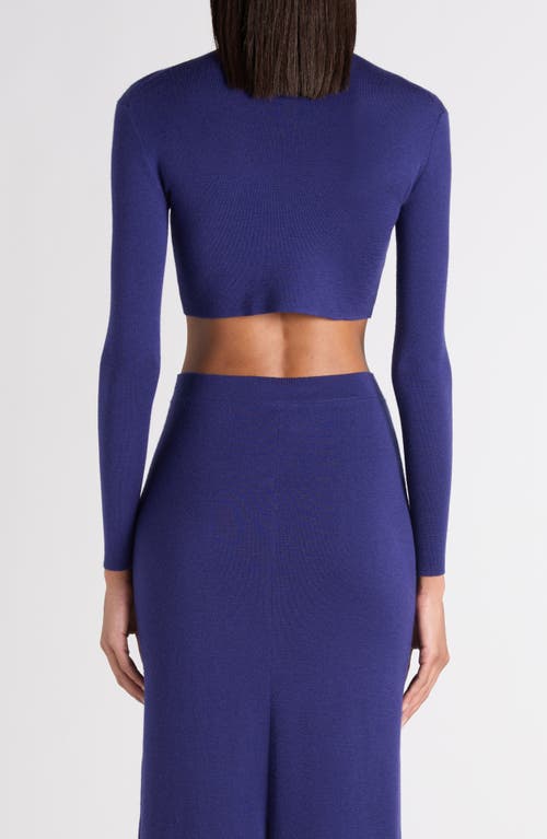 Tom Ford Fitted Long Sleeve Cashmere Crop Sweater In Blue