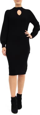 Nina Leonard Mock Neck Cutout Sweater Dress