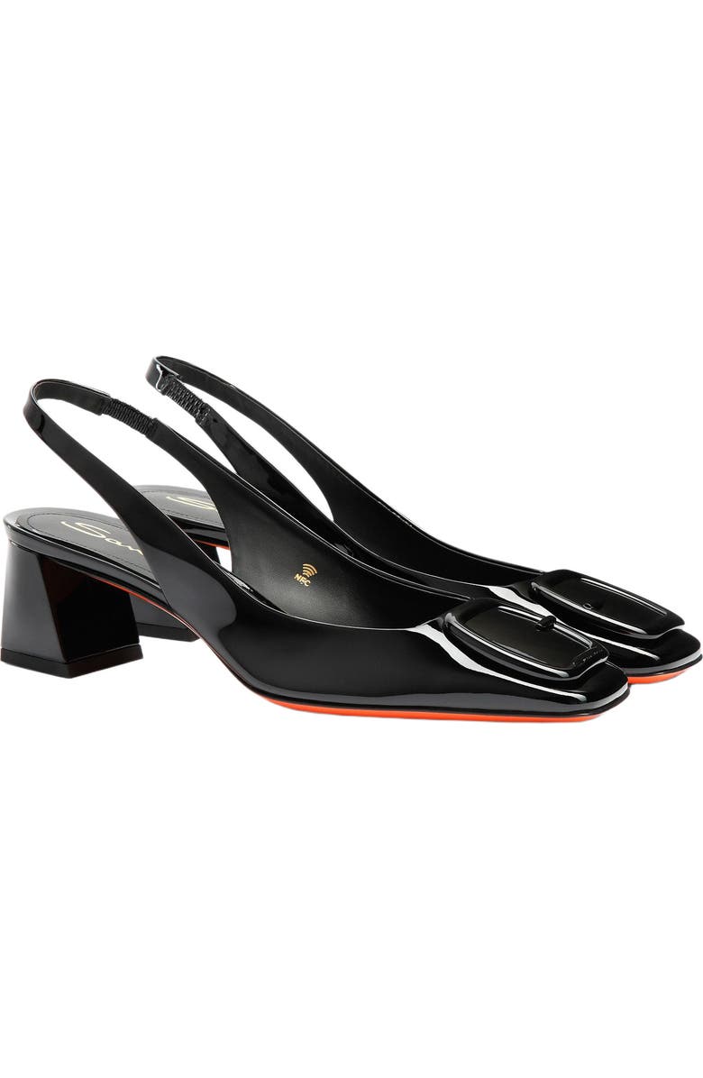 Santoni Women's Lemon Patent Sling Back, Alternate, color, Black