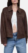 Blu Pepper Studded Faux Suede Collar Jacket