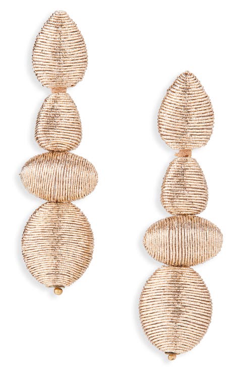 Beaded Linear Ball Drop Earrings