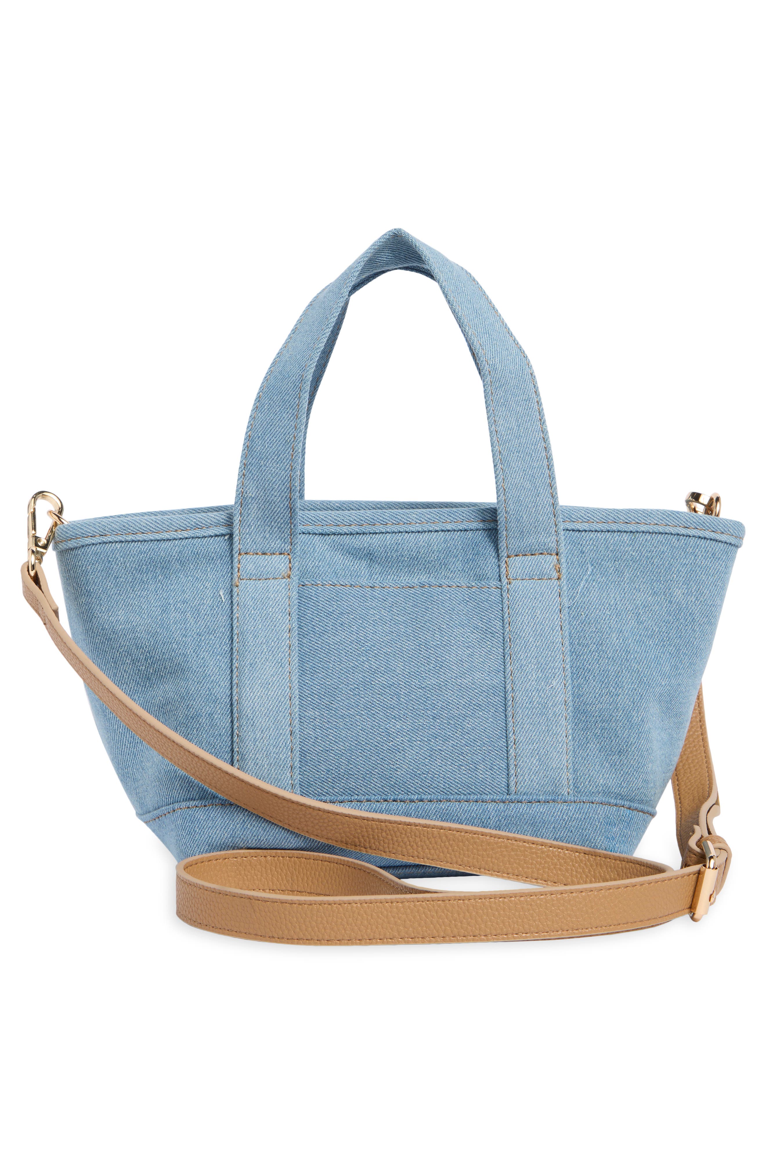 Nanette Lepore Small Convertible Denim Twill Satchel with Accessories, Alternate, color, Blue Jeans Denim