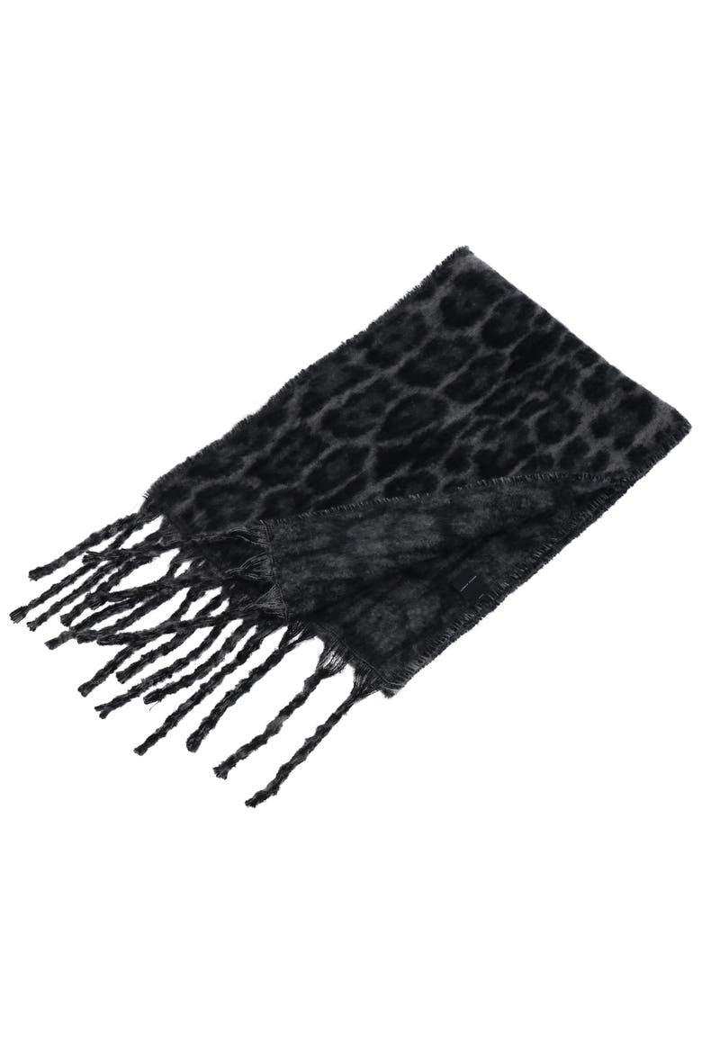Brushed Woven Leopard Jacquard Scarf, Alternate, color, BLACK