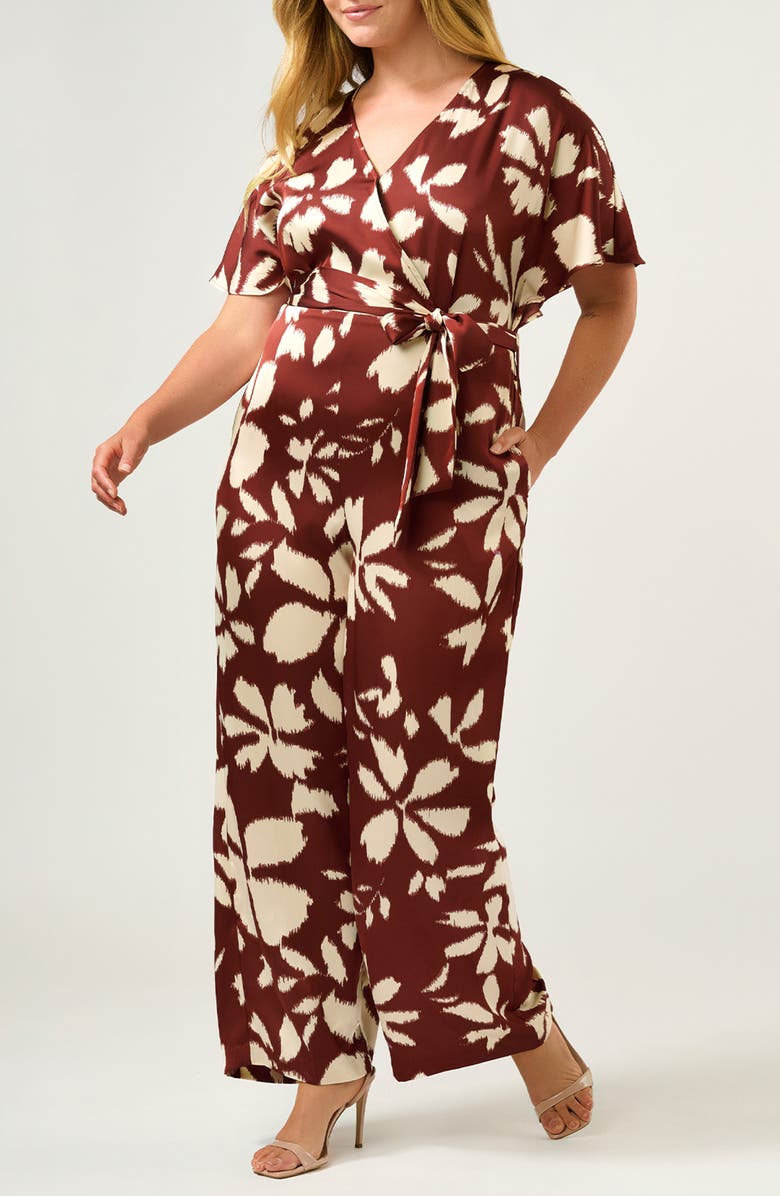 Estelle Hamilton Floral Jumpsuit, Alternate, color, Terracotta/ Cream