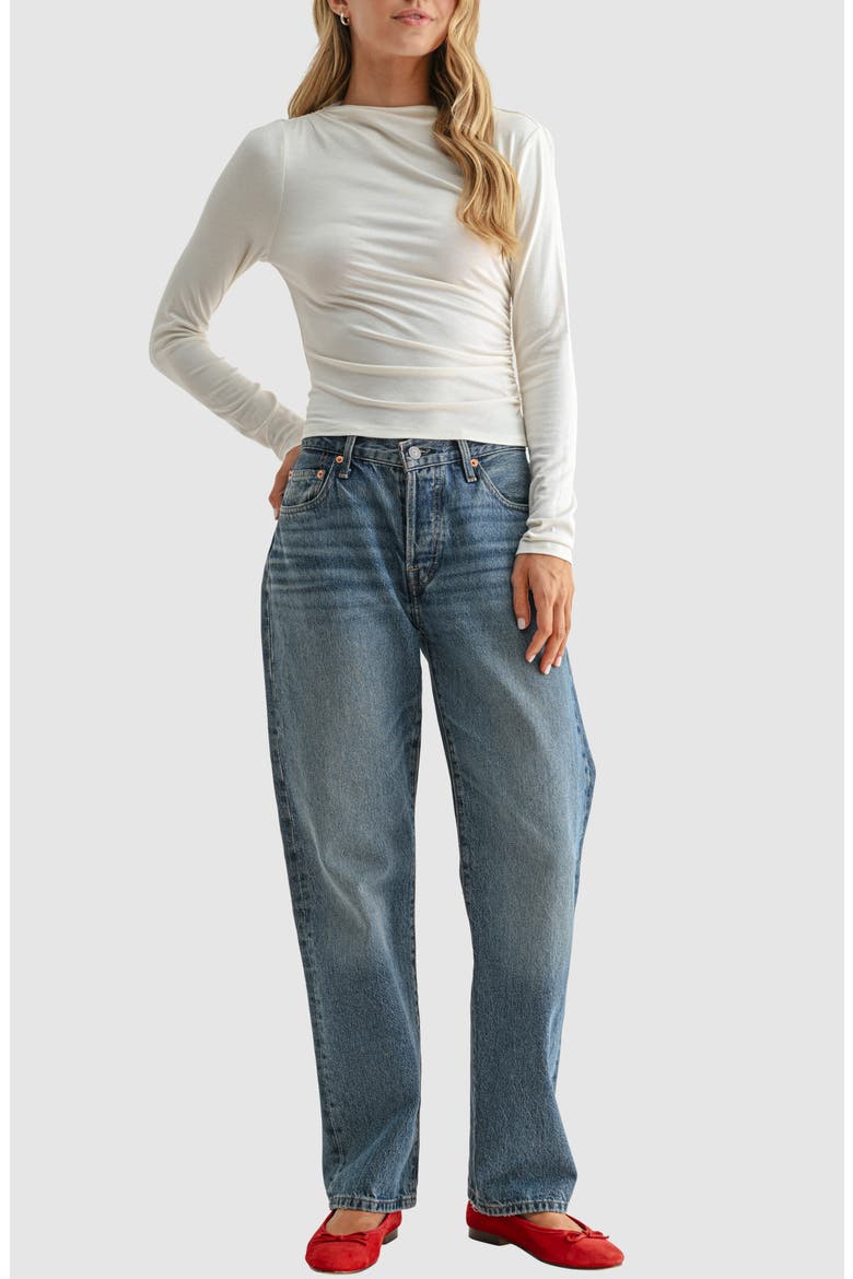 Ruched Boat Neck Top, Alternate, color, CREAM
