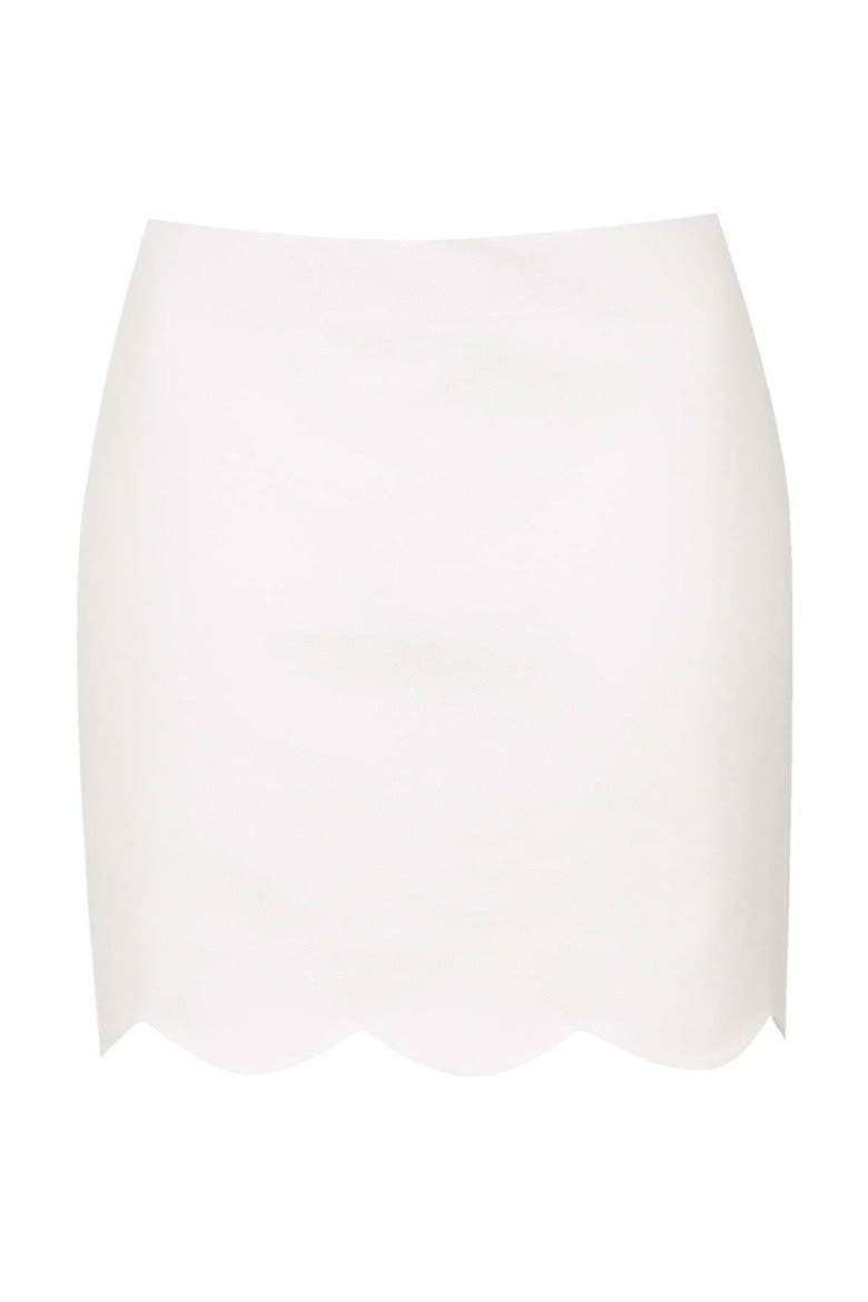 Scallop Hem Miniskirt, Alternate, color, WHITE