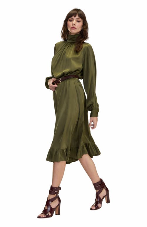 Cynthia Rowley Monroe Silk Charmeuse Dress In Green