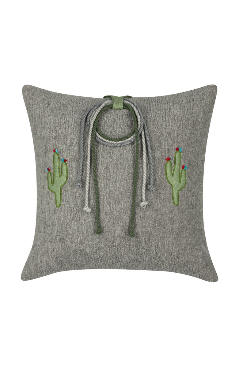 Elaine Smith Desert Bloom Hand Appliqued & Knotted Indoor & Outdoor Woven Accent Pillow, Main, color, Multi