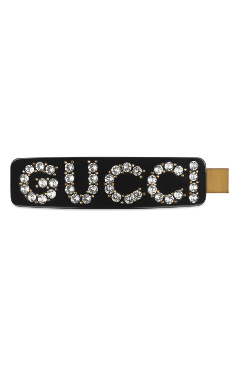 Gucci Crystal Hair Barrette, Main, color,