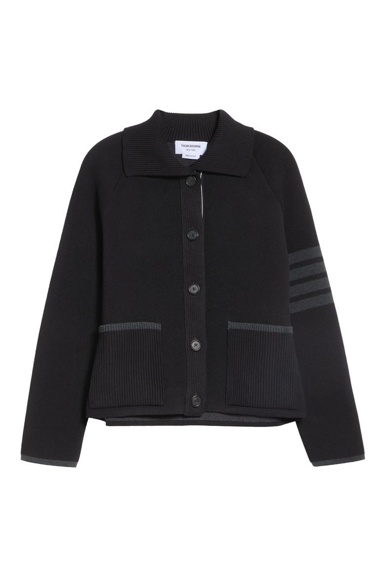 Double Face Pique Stitch Cardigan, Main, color, BLACK