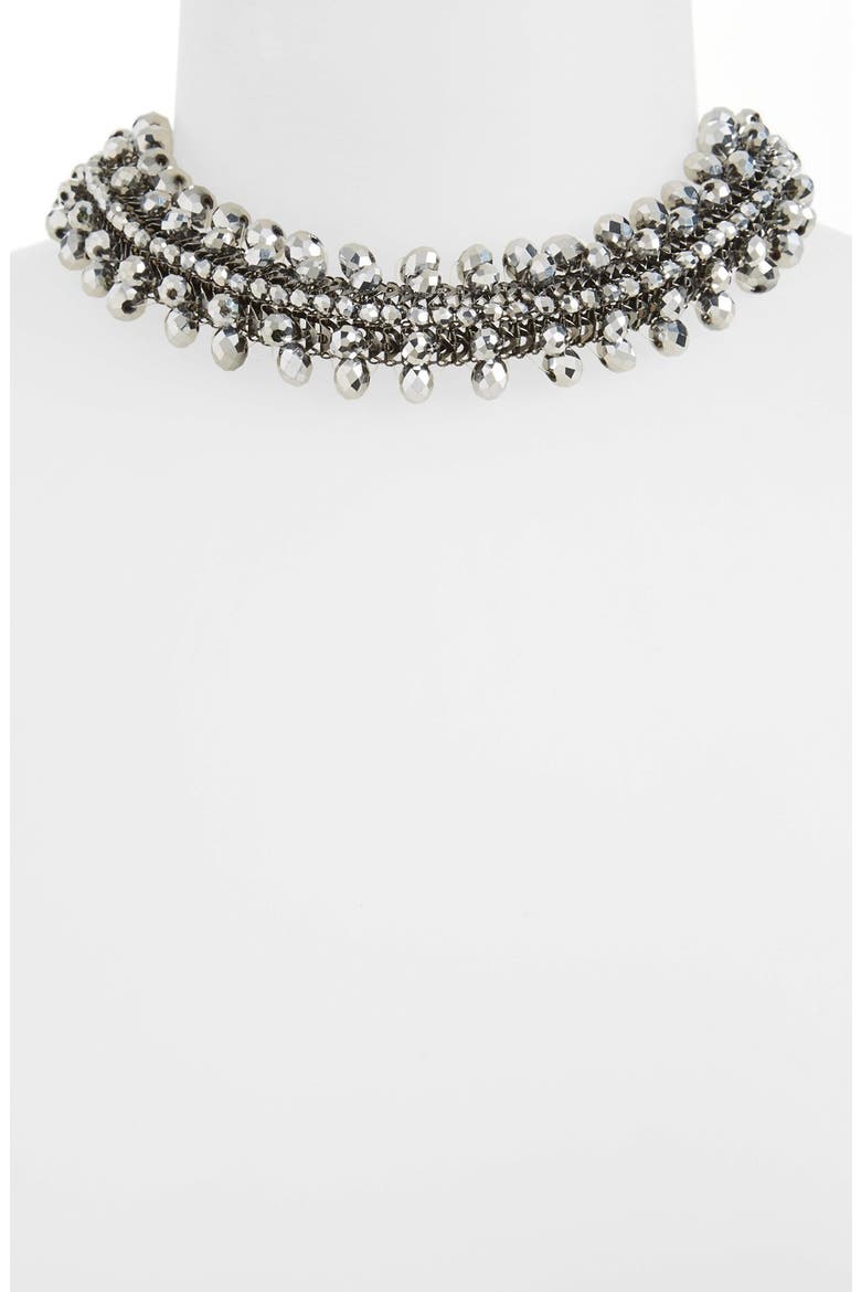 Beaded Mesh Choker, Main, color, HAEMATITE