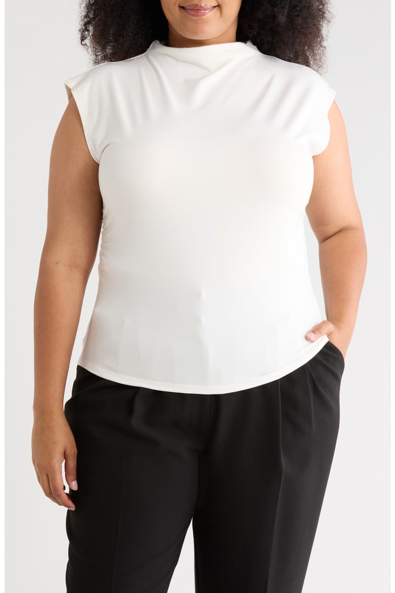 Ruched Mock Neck Top, Main, color, IVORY TOFU
