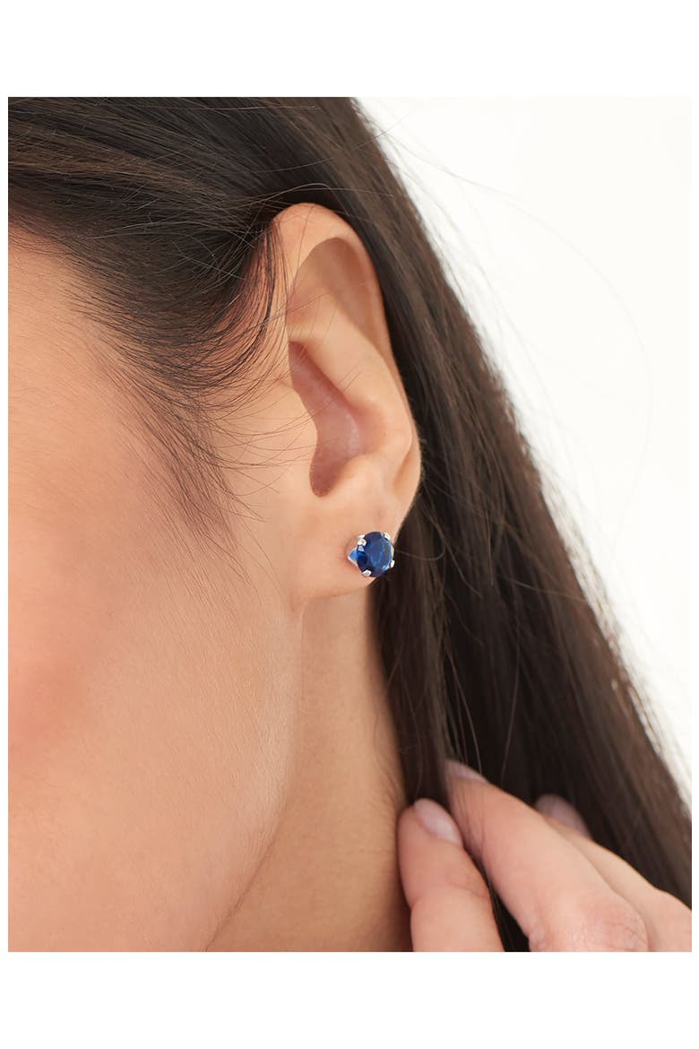Sterling Silver Cubic Zirconia Stud Earrings, Alternate, color, SAPPHIRE