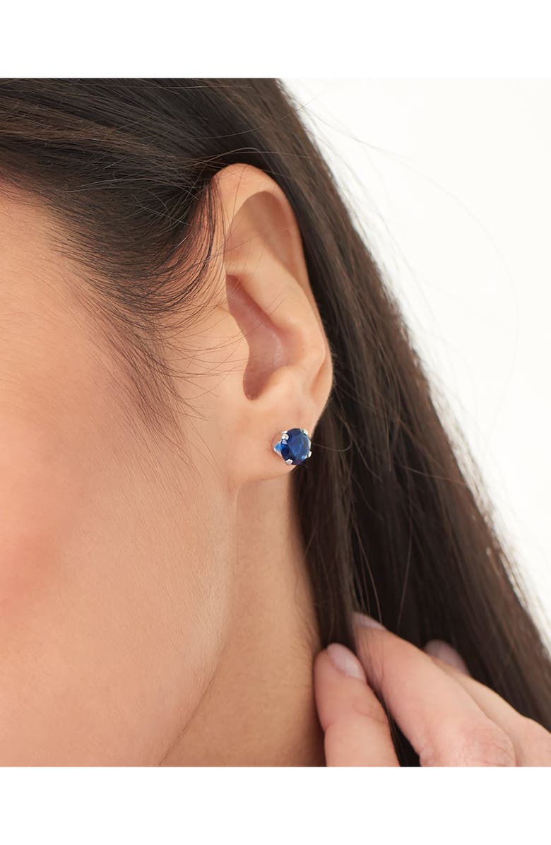 Sterling Forever Sterling Silver Cubic Zirconia Stud Earrings, Alternate, color, Sapphire