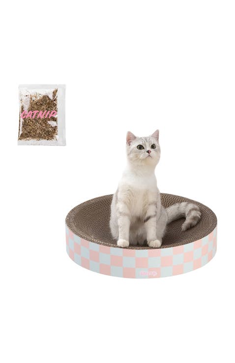 Nelson 20.13" Modern Cardboard Round Bowl Cat Scratcher with Catnip