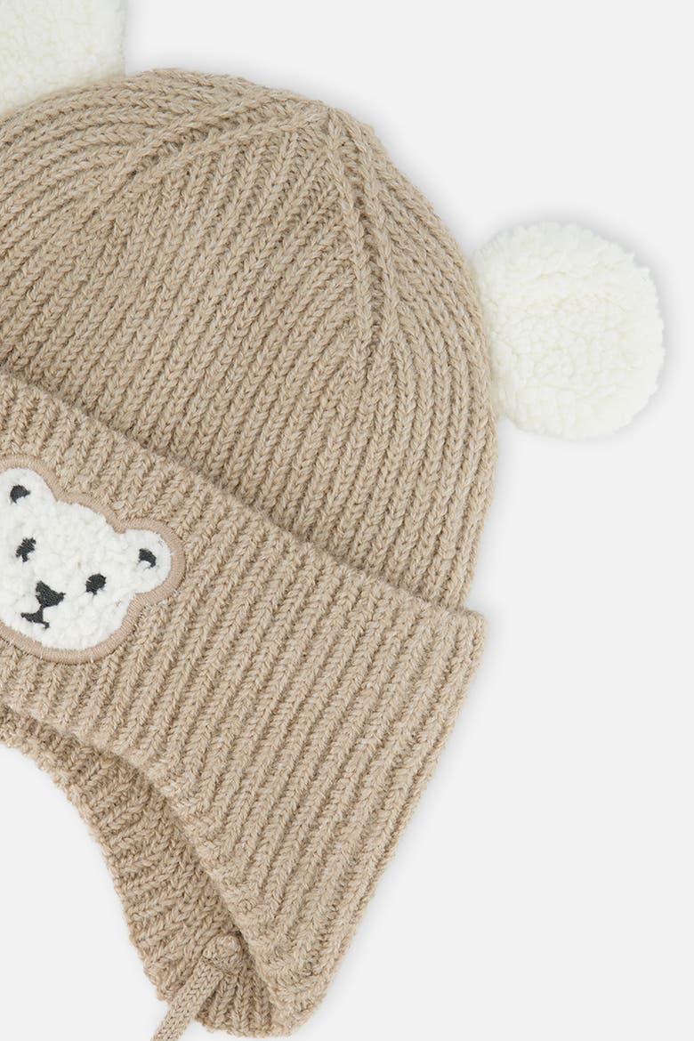 Winter Teddy Ears Fleece Lined Knit Hat with Chin Ties, Alternate, color, Light Taupe