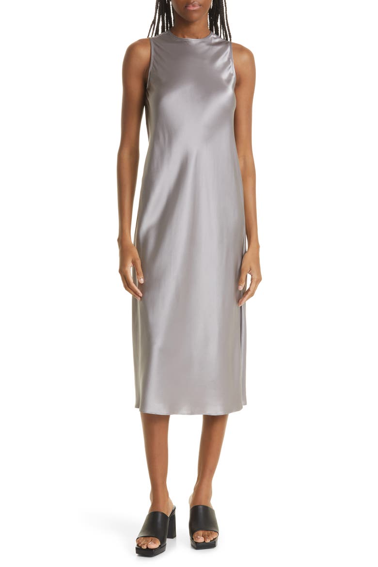 Silk Charmeuse Midi Dress, Main, color, SHADOW
