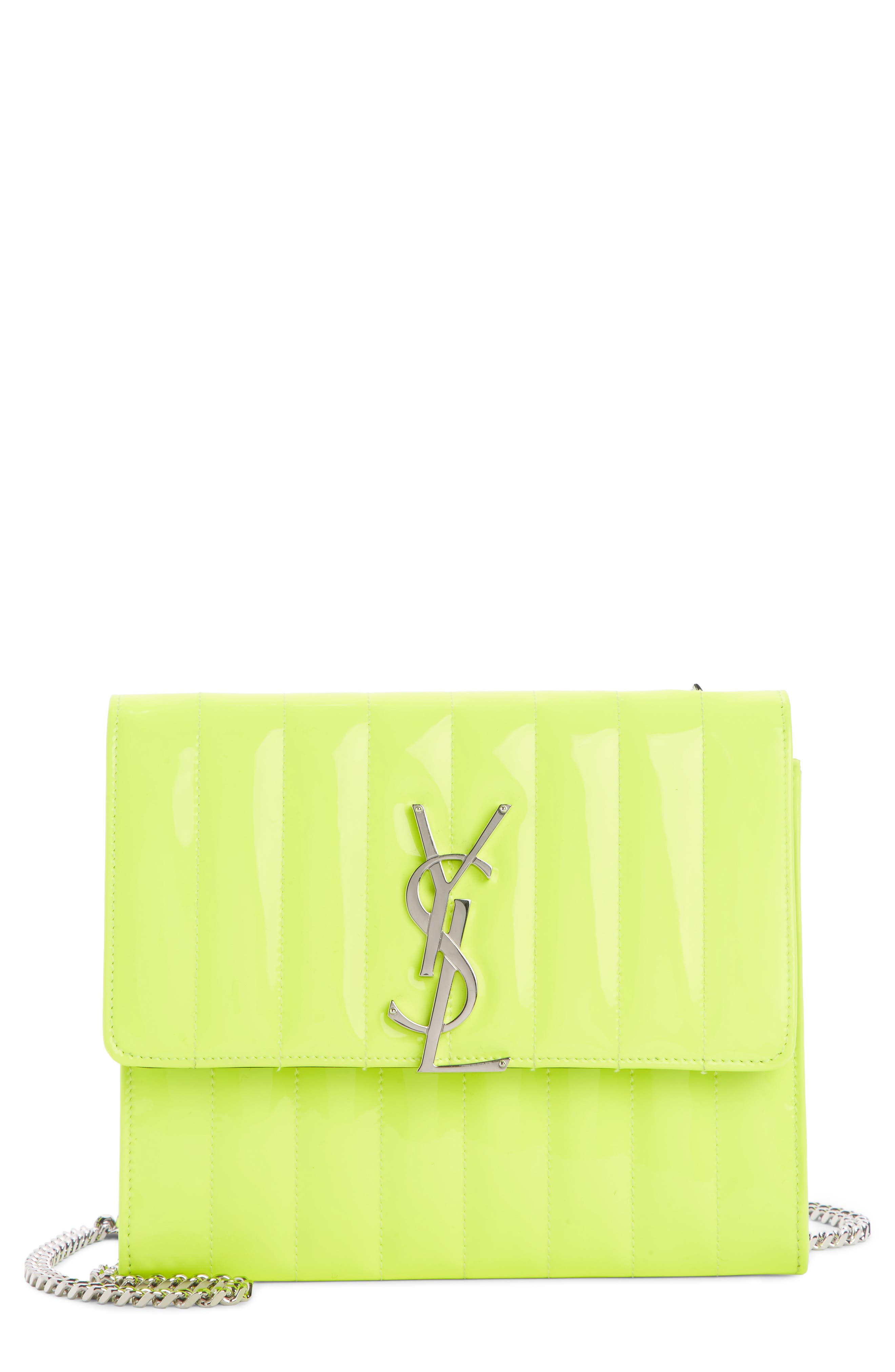 Vicky Patent Leather Wallet on a Chain, Main, color, NEON YELLOW