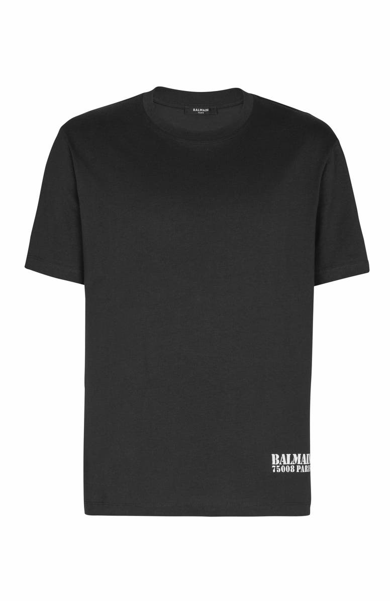 Balmain Small Balmain Stamp Printed T-Shirt, Alternate, color, Black