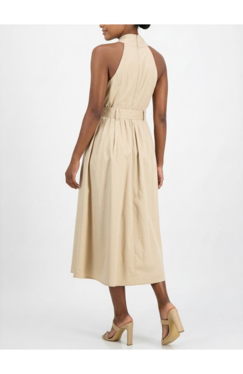 RACHEL Rachel Roy Tory Twist Neck Belted Midi Dress, Alternate, color, Open Beige