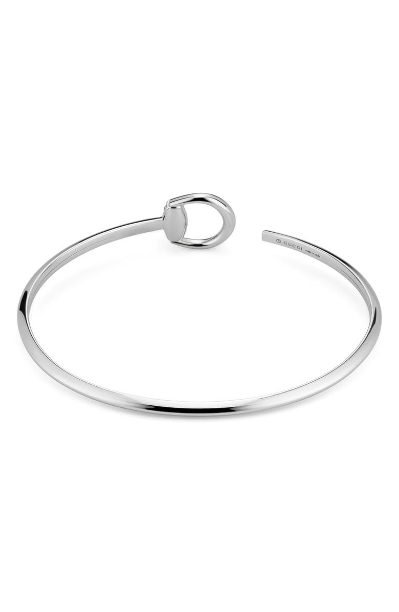Gucci Horsebit Diamond Cuff Bracelet, Alternate, color, White Gold