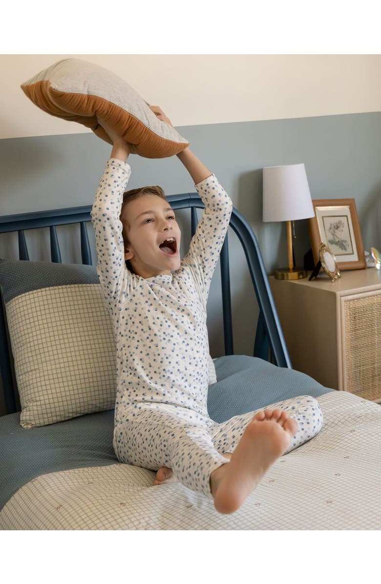 MiniMoi Infant Blue Pointelle Pajama Set, Alternate, color, Blue Multi