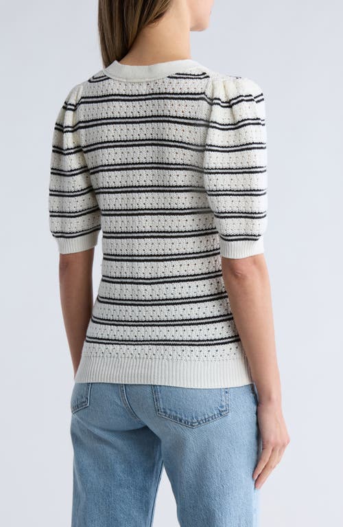 Caslon ® Pointelle Short Sleeve Cotton Blend Sweater In Gray
