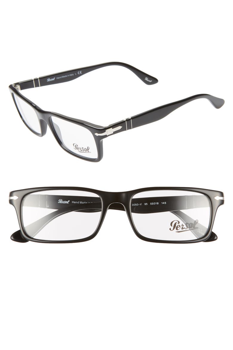 55mm Rectangle optical glasses, Main, color, BLACK