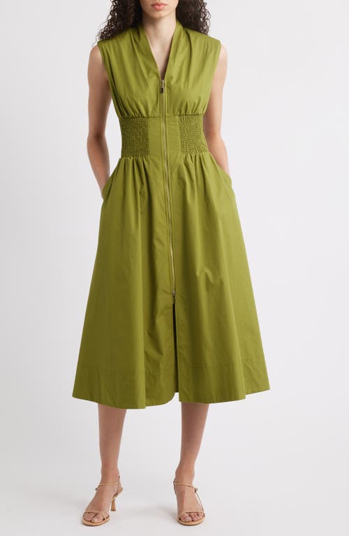 VINCE CAMUTO VINCE CAMUTO SMOCK WAIST COTTON MIDI DRESS