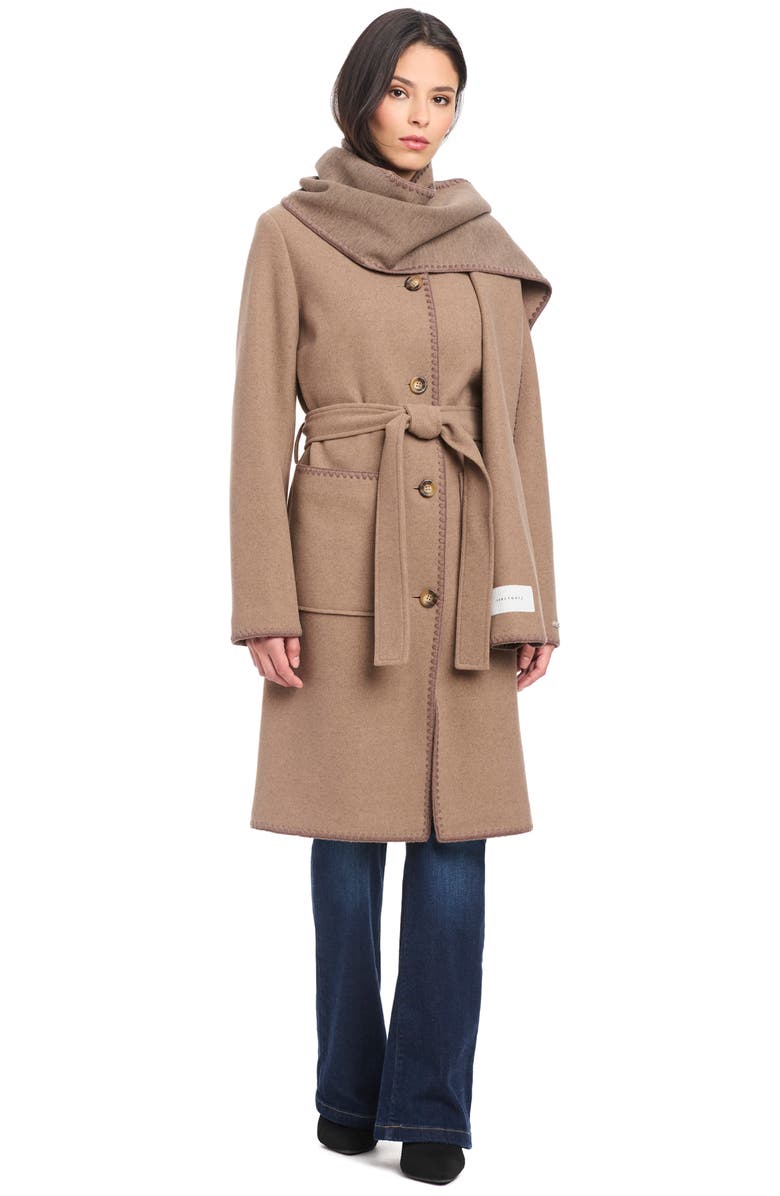 Sanctuary Whipstitched Soft Touch Coat, Alternate, color, Hazelnut Melange