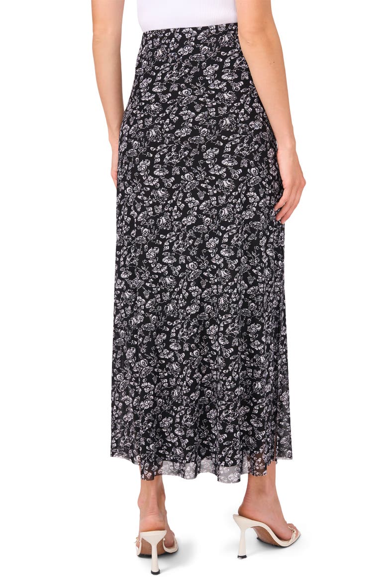 Printed Mesh Maxi Skirt, Alternate, color, RICH BLACK