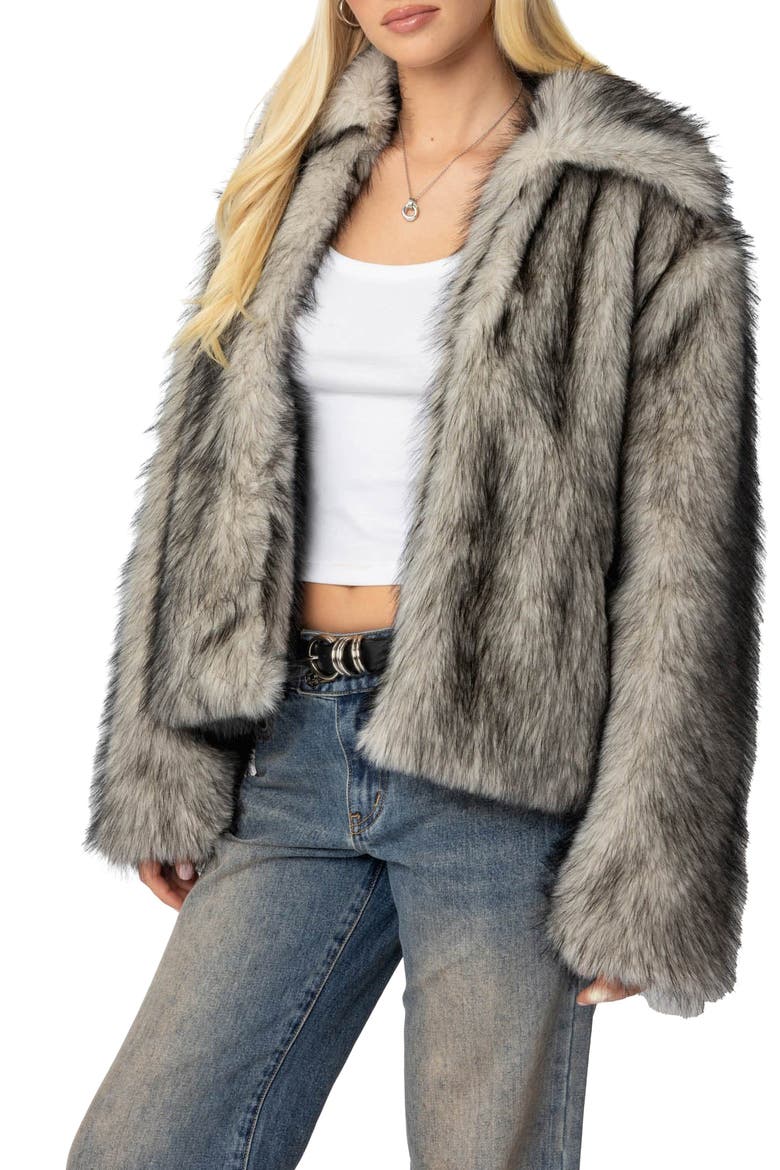 Mob Wife Faux Fur Jacket, Alternate, color, BLACK-AND-WHITE