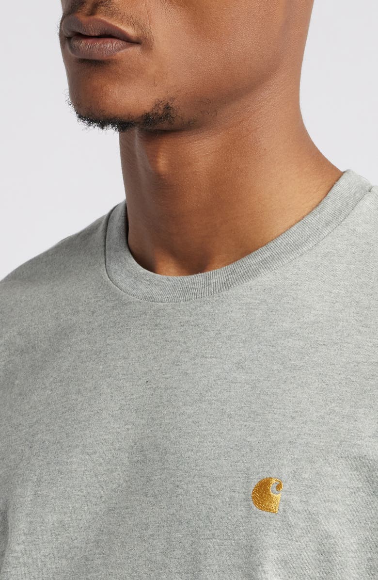 Carhartt Work In Progress Chase Crewneck T-Shirt, Alternate, color, Grey Heather / Gold