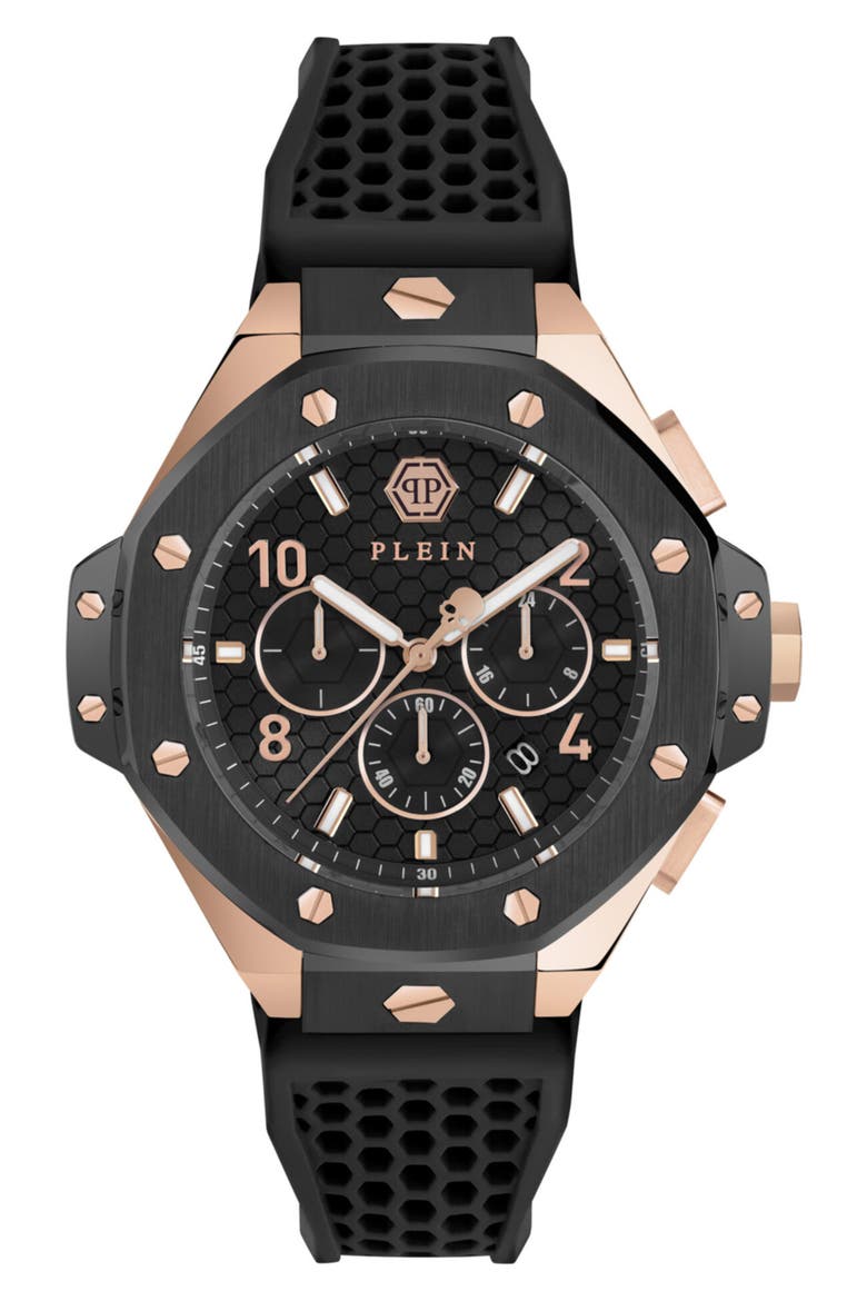 Chronograph Royal Quartz Silicone Strap Watch, 46mm, Main, color, TWO TONE