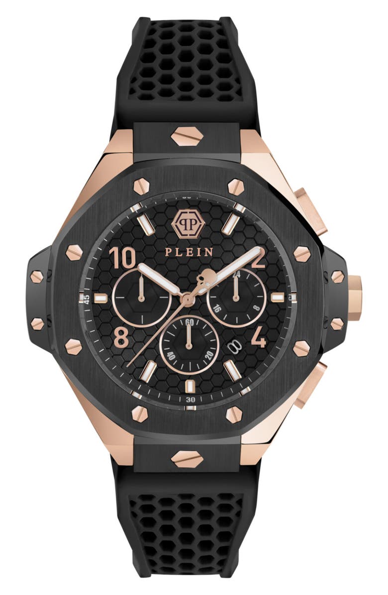 PHILIPP PLEIN Chronograph Royal Quartz Silicone Strap Watch, 46mm, Main, color, Two Tone