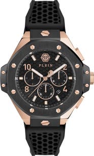 PHILIPP PLEIN Chronograph Royal Quartz Silicone Strap Watch, 46mm