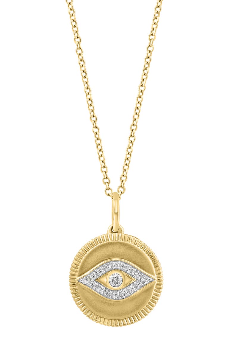 Diamond Pavé All Seeing Eye Pendant Necklace - 0.09ct, Main, color, GOLD
