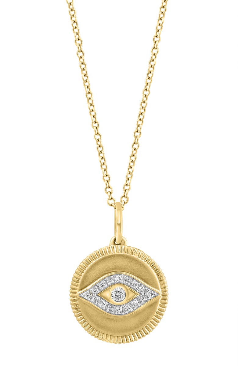 EFFY Diamond Pavé All Seeing Eye Pendant Necklace - 0.09ct, Main, color, Gold