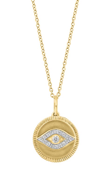 Diamond Pavé All Seeing Eye Pendant Necklace - 0.09ct